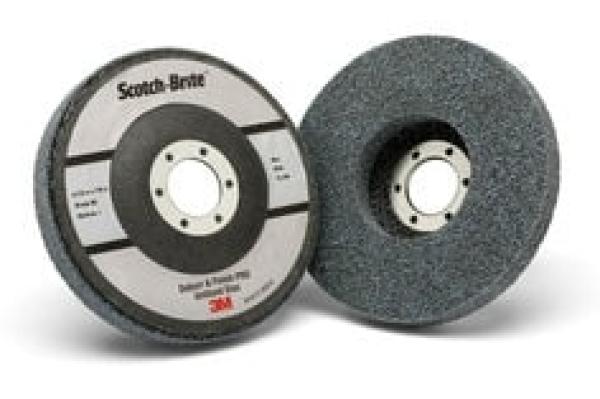 Scotch-Brite™ Verpresste Kompaktscheibe Deburr and Finish PRO für den Winkelschleifer, 8C Coarse+, 114 mm x 22 mm, Type 27, Nylon