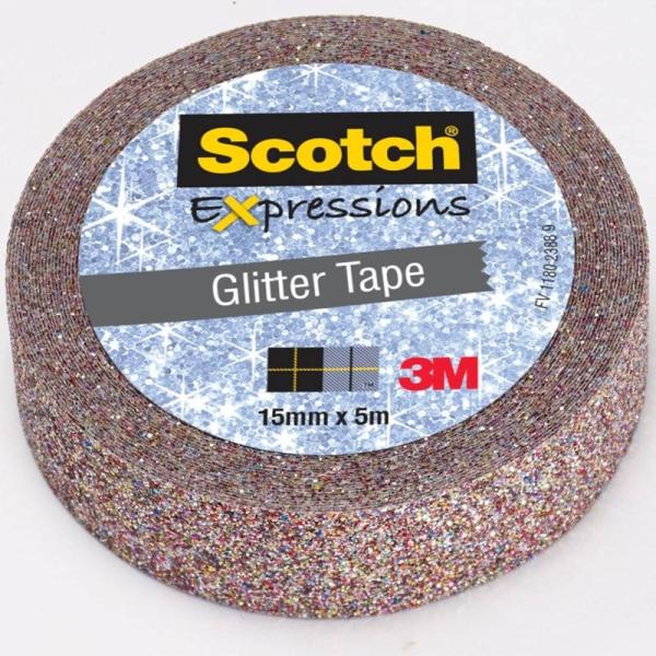 Scotch® Expressions Klebeband, Glitzer Bunt, 15 mm x 5 m, C514-MUL WE R1-18/CTV