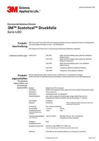 3M™ Scotchcal™ Druckfolie IJ20-124R, Transparent Matt, 1372 mm x 50 m
