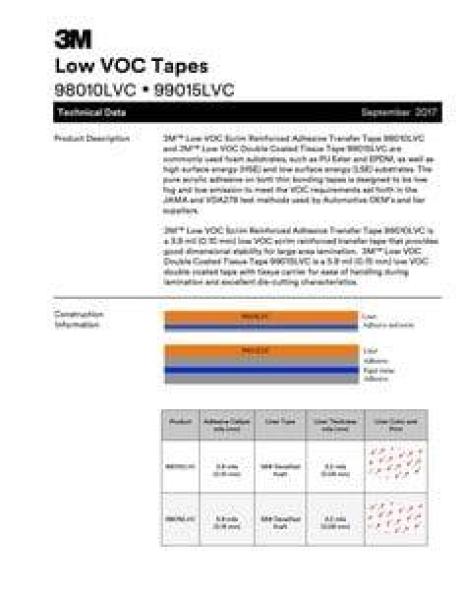 3M™ Doppelseitiges Klebeband mit Papiervlies-Träger 99015LVC, Weiß, 1000 mm x 200 m, 0.15 mm