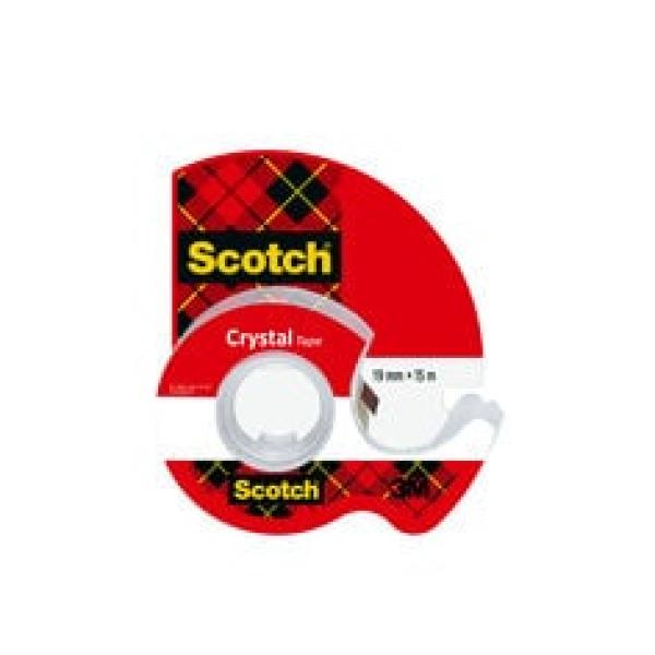 Scotch® Crystal Klebeband, 19 mm x 15 m, 1 Rolle + Handabroller