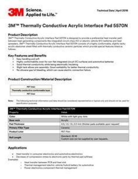 3M™ 5570N-10 Thermisch leitfähiges Acrylat Pad , grau, 300 mm x 20 m, 1,0 mm