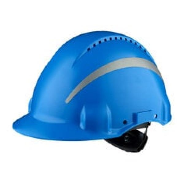 3M™ Schutzhelm, Uvicator, Ratschenverschluss, belüftet, reflektierend, Kunststoffschweißband, Blau, G3000NUV-R-BB
