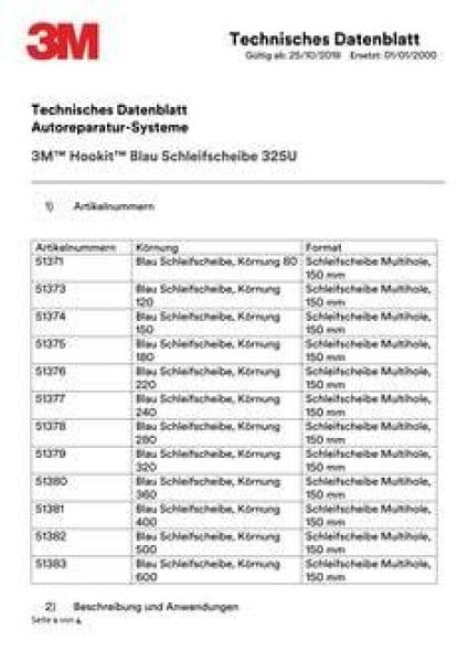 3M™ Hookit™ Delta Schleifscheibe 325U, Blau, small, 6-fach gelocht, P120, 51639