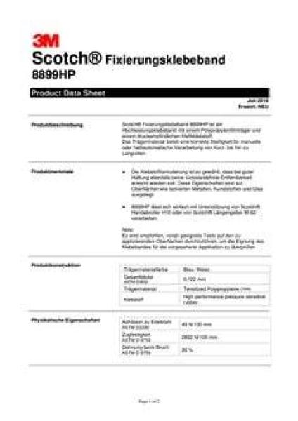 Scotch® Fixierungsklebeband 8899HP, Blau, 36 mm x 55 m, 0.122 mm