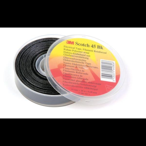 Scotch® 45 bk Glasfaserverstärktes Polyesterband, Schwarz, 19 mm x 20 m, 0,2 mm