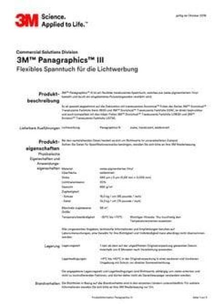 3M™ Panagraphics™ Transluzentes Spanntuch PIII, Weiß, 2,5 m x 50 m