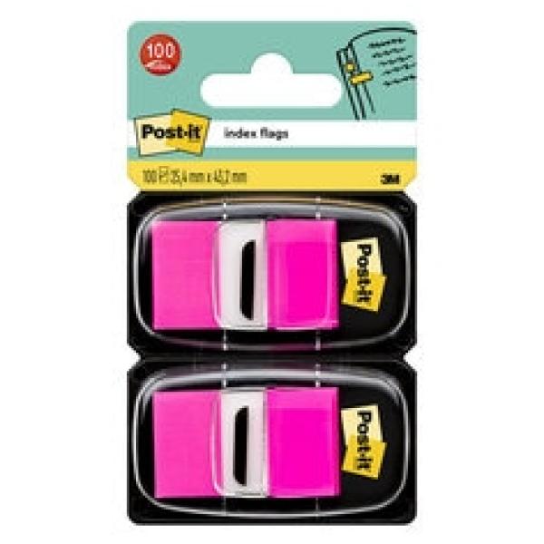Post-it® Index Haftstreifen, Standard, Pink, 25.4 mm x 43.2 mm, 50 Haftstreifen/Spender, 2 Spender/Packung
