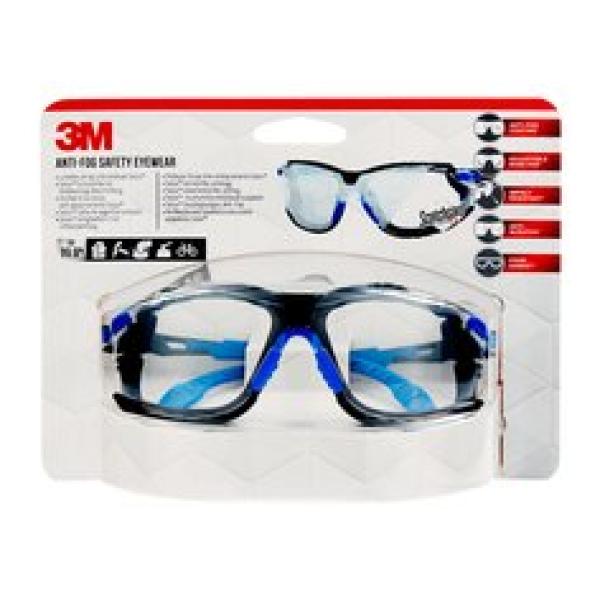 3M™ Solus™ 1000 Schutzbrille mit Antibeschlag-Beschichtung, blau/schwarz, transparent mit Tasche S1CB