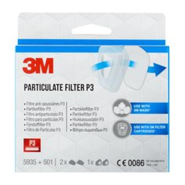 3M™ Partikelfilter 5935, 2 Paar Filter 5935 + 1 Paar Filterhalterungen 501/Packung