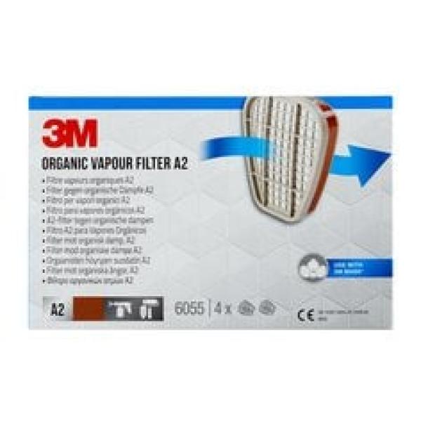 3M™ Filter gegen organische Dämpfe 6055, A2, für die Serien 6000 und 6500, 4 Paar pro Packung