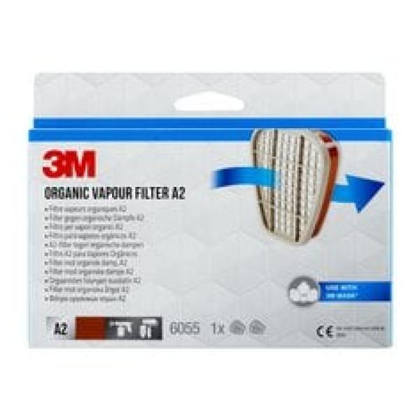 3M™ Filter gegen organische Dämpfe 6055, A2, für die Serien 6000 und 6500, 1 Paar pro Packung
