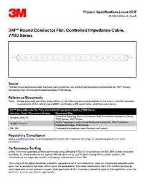 3M™  7700/10 Flachbandkabel mit kontrollierter Impedanz, 10-polig, Serie 7700, Massivleiter, 0,635 mm, Silber, 30,5 m/Rolle