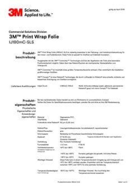 3M™ Print Wrap Folie IJ180mC-10SLS, Weiß, 1372 mm x 50 m