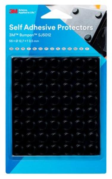 3M™ Bumpon™ SJ5012BL Elastikpuffer Mini-Pack, Schwarz, 56 Stück, 12,7 x 3,5 mm, Klebstoff Natur-Kautschuk R-30