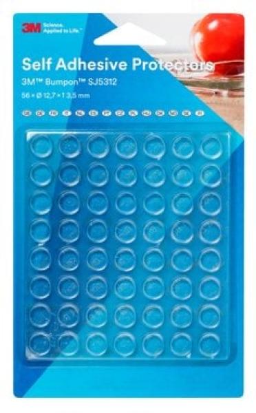 3M™ Bumpon™ SJ5312BL Elastikpuffer Mini-Pack, Transparent, 56 Stück, 12,7 x 3,5 mm, Klebstoff Acrylat A-20