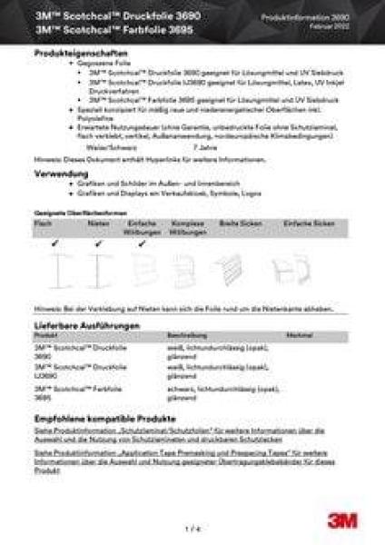 3M™ Scotchcal™ Druckfolie 3690 A, Weiß, 1220 mm x 50 m