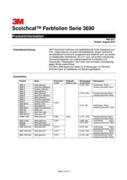 3M™ Scotchcal™ Druckfolie 3690 B, Weiß, 910 mm x 50 m