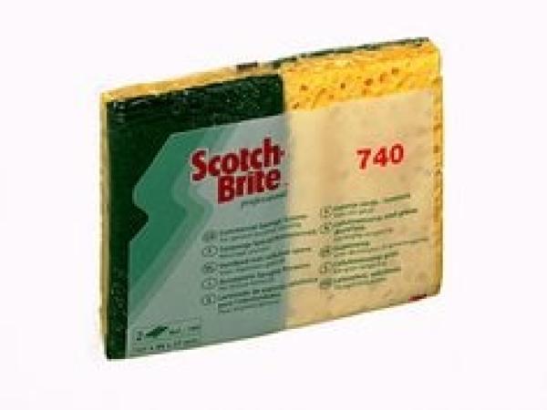 Scotch-Brite™ Cellulose-Schwamm 740, Grün / Beige, 131 mm x 88 mm, 10/ Packung, 24 Packung / Karton, 240 Stück / Karton