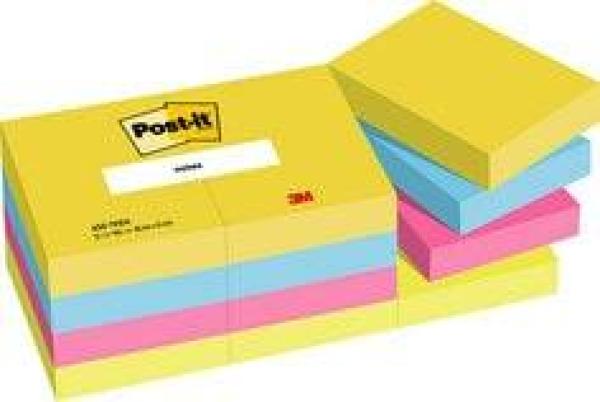 Post-it® Notes 653TFEN, 51 x 38 mm, neongrün, ultrablau, ultragelb, ultrapink, 12 Blöcke à 100 Blatt