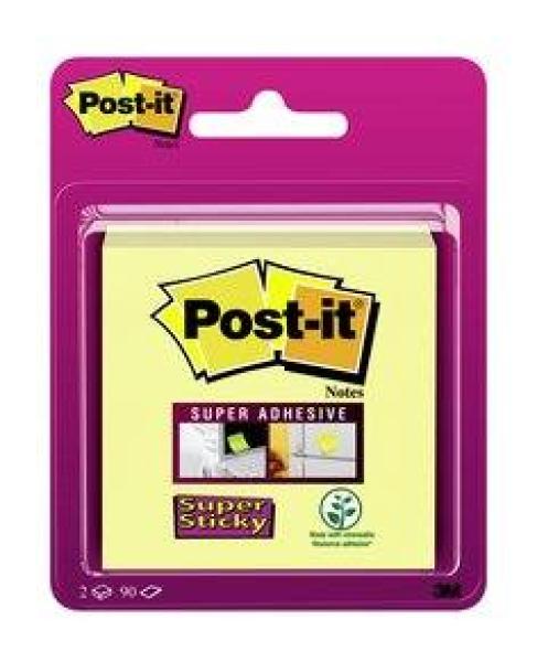 Post-it® Super Sticky Notes 6922CY, 2 Blöcke à 90 Blatt, gelb, 76 x 76 mm, hakenfähig, 100% PEFC SGSCH-PEFC-COC-110078