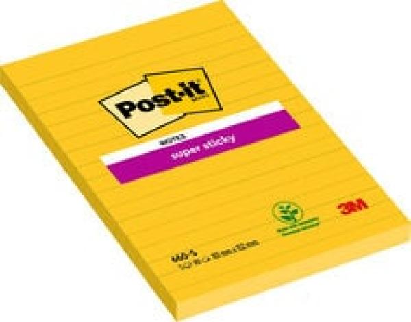 Post-it® Super Sticky Notes im Großformat, Ultra Gelb, 101 mm x 152 mm, 90 Blatt/Block, 6 Blöcke/Packung, 100% PEFC SGSCH-PEFC-COC-110078