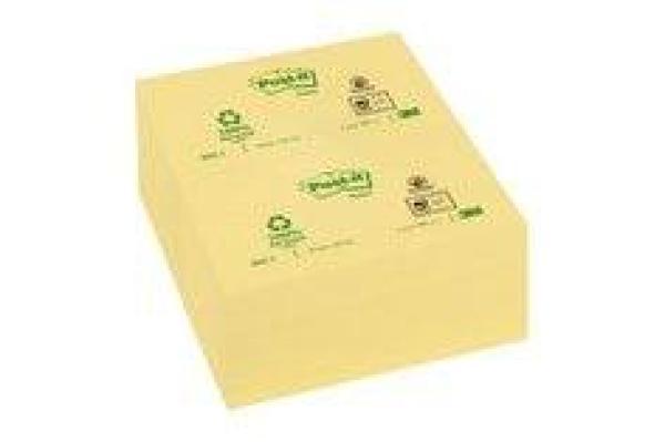 Post-it® Recycling Notes 6551GE, Gelb, 76 x 127 mm, 12 Blöcke à 100 Blatt