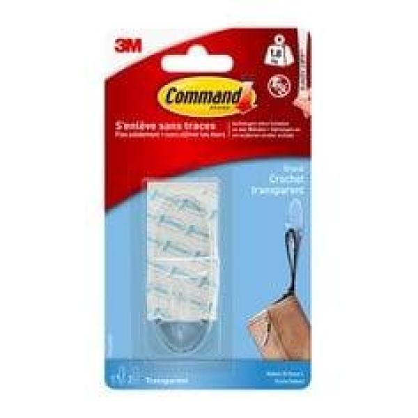Command™ Haken L, groß, transparent, mit transparenten Strips, 17093CLR