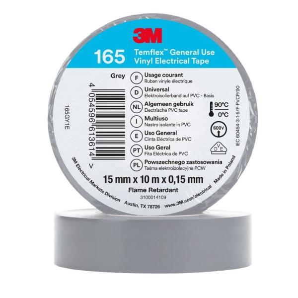 3M™ Temflex™ Vinyl-Isolierband 165, Grau, 15 mm x 10 m