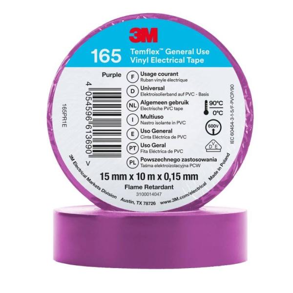 3M™ Temflex™ Vinyl-Isolierband 165, Violett, 15 mm x 10 m