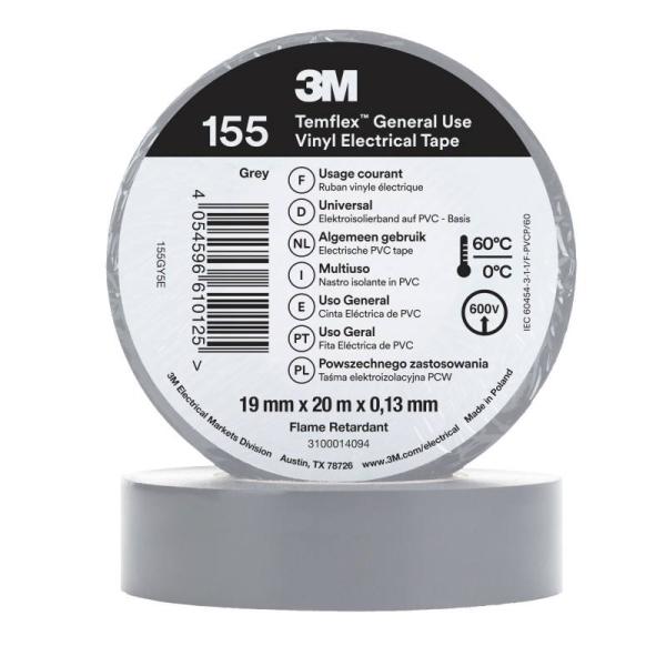 3M™ Temflex™ Vinyl-Isolierband 155, Grau, 19 mm x 20 m