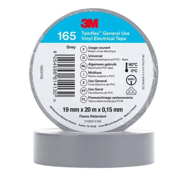 3M™ Temflex™ Vinyl-Isolierband 165, Grau, 19 mm x 20 m