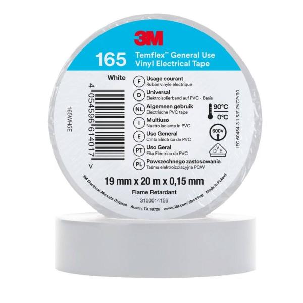 3M™ Temflex™ Vinyl-Isolierband 165, Weiß, 19 mm x 20 m