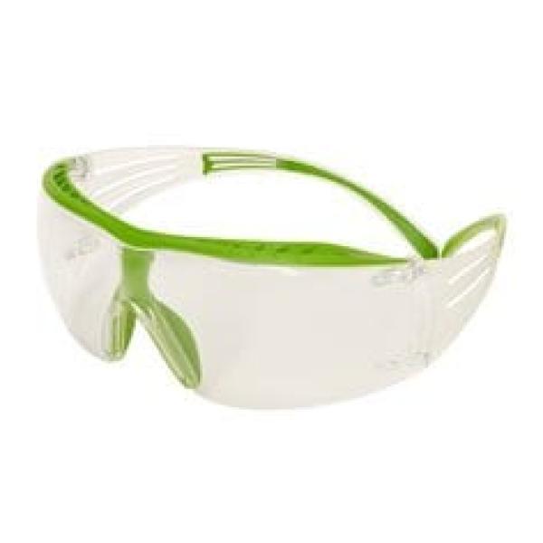 3M™ SecureFit™ 400X Schutzbrille, grün/transparente Bügel, Scotchgard™ Anti-Fog-/Antikratz-Beschichtung (K&N), transparente Scheibe, SF401XSGAF-GRN-EU, 20 pro Packung