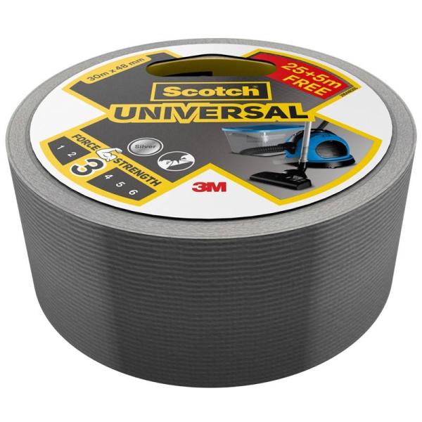 Scotch® Gewebeband Universal, Grau, 48 mm x 25 m + 5 m GRATIS
