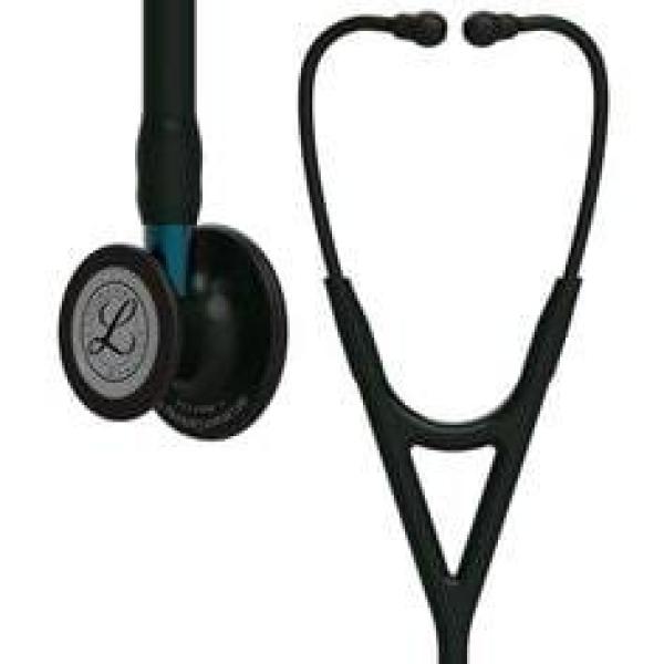 3M™ Littmann® Cardiology IV™ Stethoskop für die Diagnose, 6201, Black-Edition Bruststück, schwarzer Schlauch, blauer Schlauchans