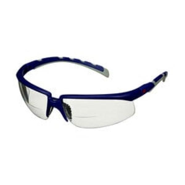 3M™ Solus™ 2000 Schutzbrillen-Serie, blau/graue Bügel, Anti-Fog-/Antikratz-Beschichtung, transparente Scheibe Lesestärke +1,5, S2015AF-BLU, 20 pro Packung
