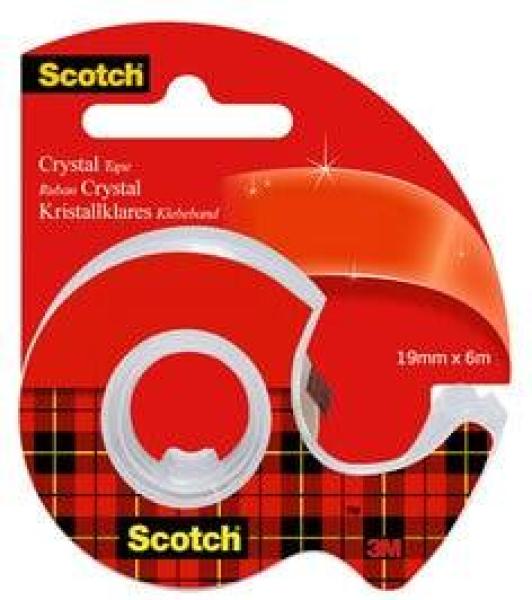 Scotch® Crystal Klebeband, 19 mm x 6 m, 1 Rolle + Handabroller, TEDI