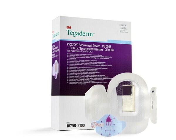 3M™ PICC/CVC Fixierplatte + 3M™ Tegaderm CHG, 1879R-2100, 10 cm x 15.5 cm, 20 Stück/Karton
