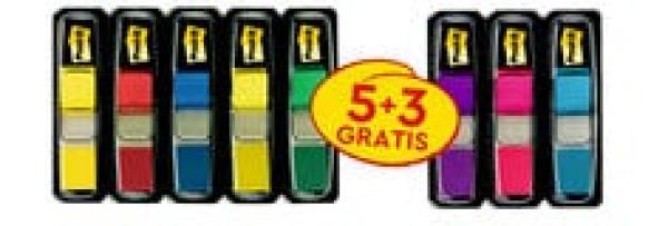 Post-it® Index Haftstreifen, Mini, Verschiedene Neonfarben, 11.9 mm x 43.2 mm, Promotion, 35 Haftstreifen/Spender, 5 Spender + 3 Gratis/Packung