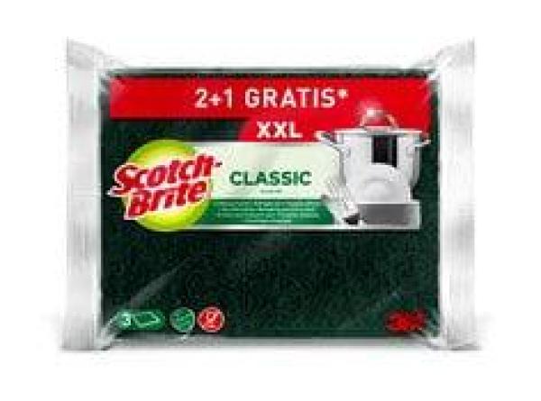 Scotch-Brite® Classic XL Scheuerpad, 2 Stück pro Packung + 1 Stück gratis