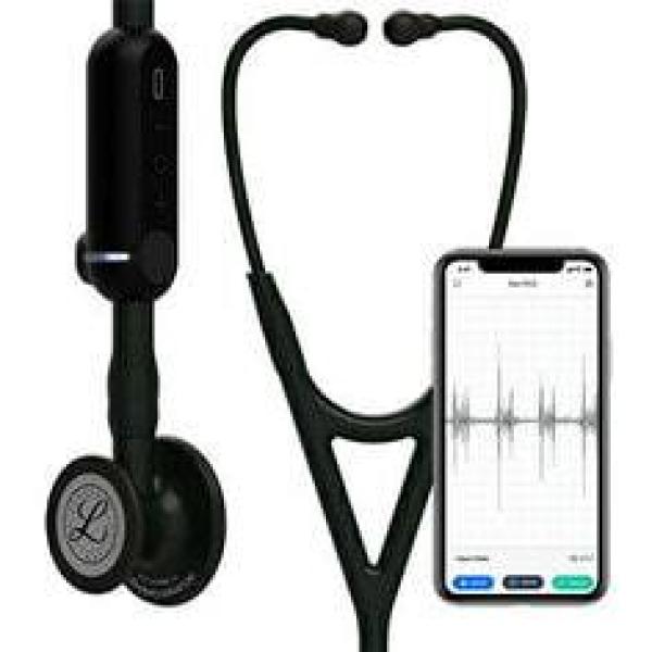 3M™ Littmann® CORE Digital-Stethoskop (EU), 8490, Bruststück, Schlauch, Schlauchanschluss und Ohrbügel in Schwarz, 69 cm, 1 Stüc