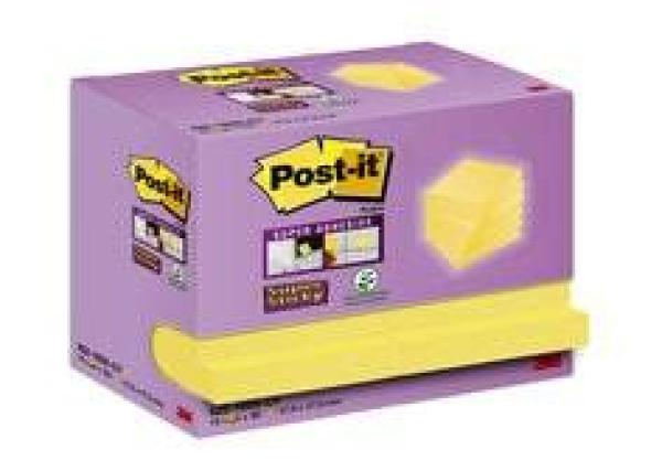 Post-it® Super Sticky Notes, Gelb, 47.6 mm x 47.6 mm, 90 Blatt/Block, 16 Blöcke/Packung, 100% PEFC SGSCH-PEFC-COC-110078