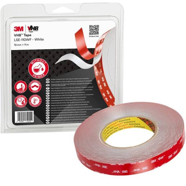 3M™ VHB™ Klebeband LSE-110WF, Weiß, 19 mm x 11 m, 1.1 mm