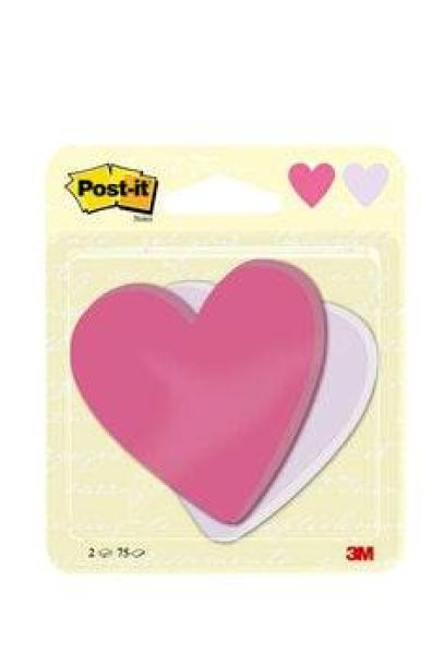 Post-it® Notes In Stanzform, Herz, Rosa und Weiß, 70 mm x 72 mm, 75 Blatt/Block, 2 Blöcke/Packung, 100% PEFC SGSCH-PEFC-COC-110078