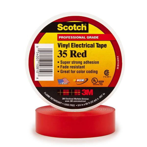 Scotch® 35 Vinyl Elektro-Isolierband, Rot, 19 mm x 20 m, 0,18 mm