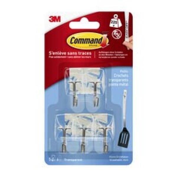 Command™ Drahthaken S, klein, transparent, mit transparenten Strips, 17067CLR-5