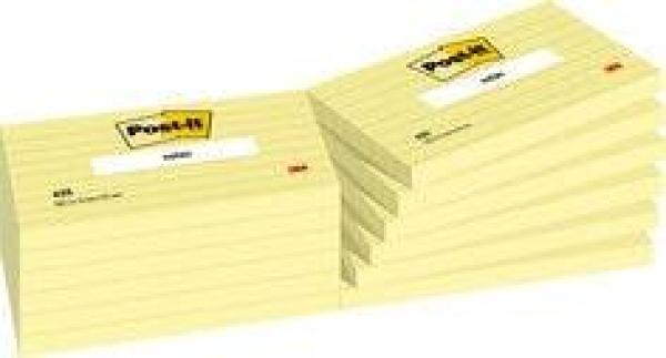 Post-it® Notes, Gelb, liniert, 76 mm x 127 mm, 12 Blöcke