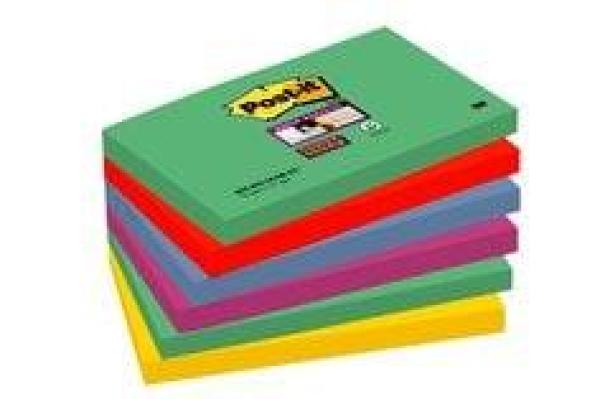 Post-it® Super Sticky Notes, Marrakech Collection, 76 mm x 127 mm, 6 Blöcke