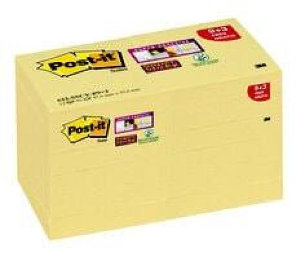 Post-it® Super Sticky Notes Promotion, Gelb, 47,6 mm x 47,6 mm, 12 Blöcke à 90 Blatt zum Vorteilspreis